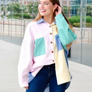 Dress up COLOR BLOCK DENIM SHACKET